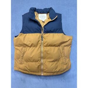 St John’s Bay Men’s LG Mustard/Navy Puffer Vest Hiking Fishing Outdoors